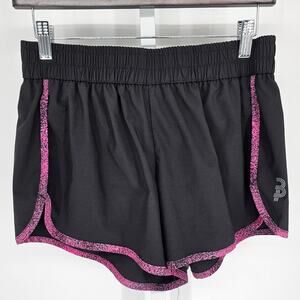 3 Paces Womens Sz M Lined Athletic Running Shorts Black w/ Pink Trim